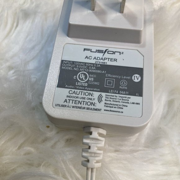 Fusion Ac MT12-9090080-A1 27316 Power Supply Adapter Charger Cord Output 9v 0.8A - Picture 2 of 5